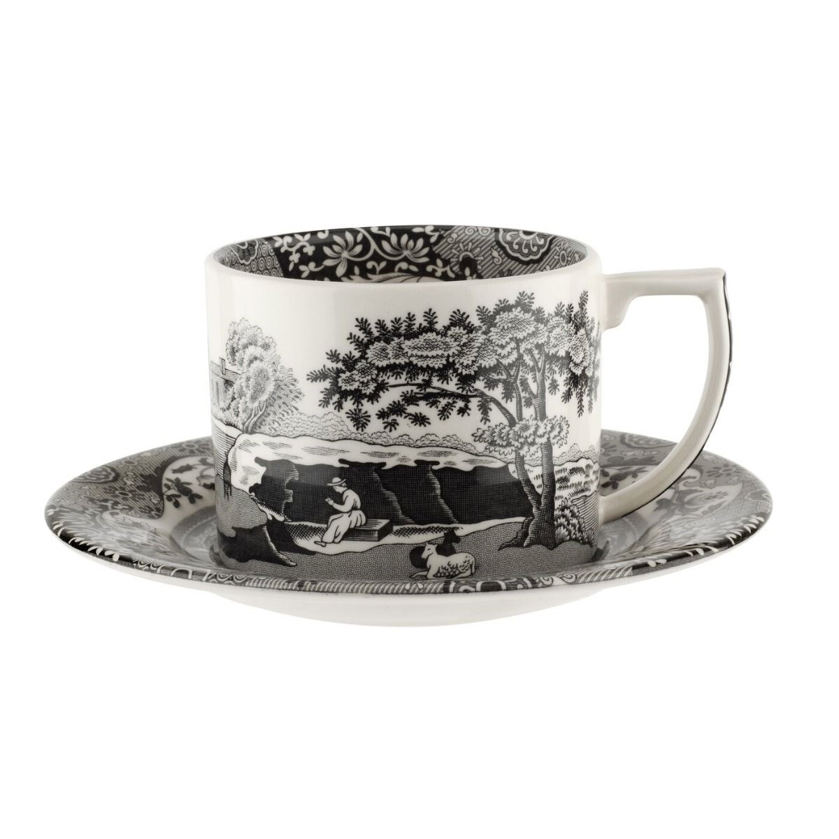Spode Black Italian Teacups Ltd Edition Brand New Saucers & Spoons Set of 2 Spode Black Italian Teacups Ltd Edition Brand New Saucers & Spoons Set of 2