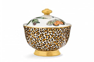 Creatures of Curiosity Leopard Print Sugar Bowl with Lid 