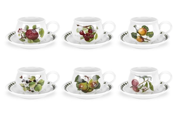 Portmeirion Pomona Tea Cup and Saucer Set of 6 