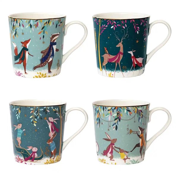 Woodland Tales Mug 4'lü Sara Miller Christmas RW.SMWT.79175-XG 
