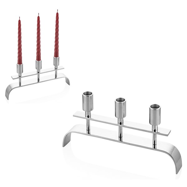 Half Elips Nickel Large Candle Holder 31x4x12 cm 1MD-10360L 