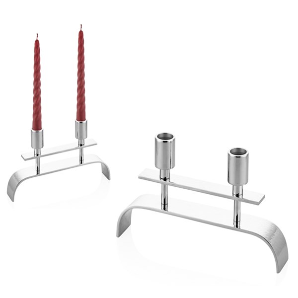 Half Elips Nickel Medium Candle Holder 24x4x12 cm 1MD-10360M 