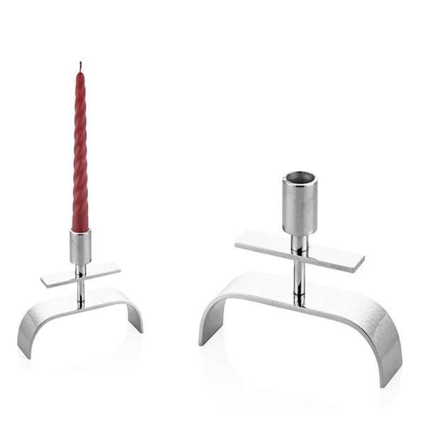 Half Elips Nickel Small Candle Holder 24x4x12 cm 1MD-10360S 
