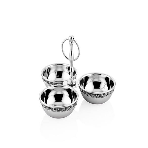 Halatlı 3'lü Dekoratif Nickel Kase 12x12x12 cm 1MG-99RFN 