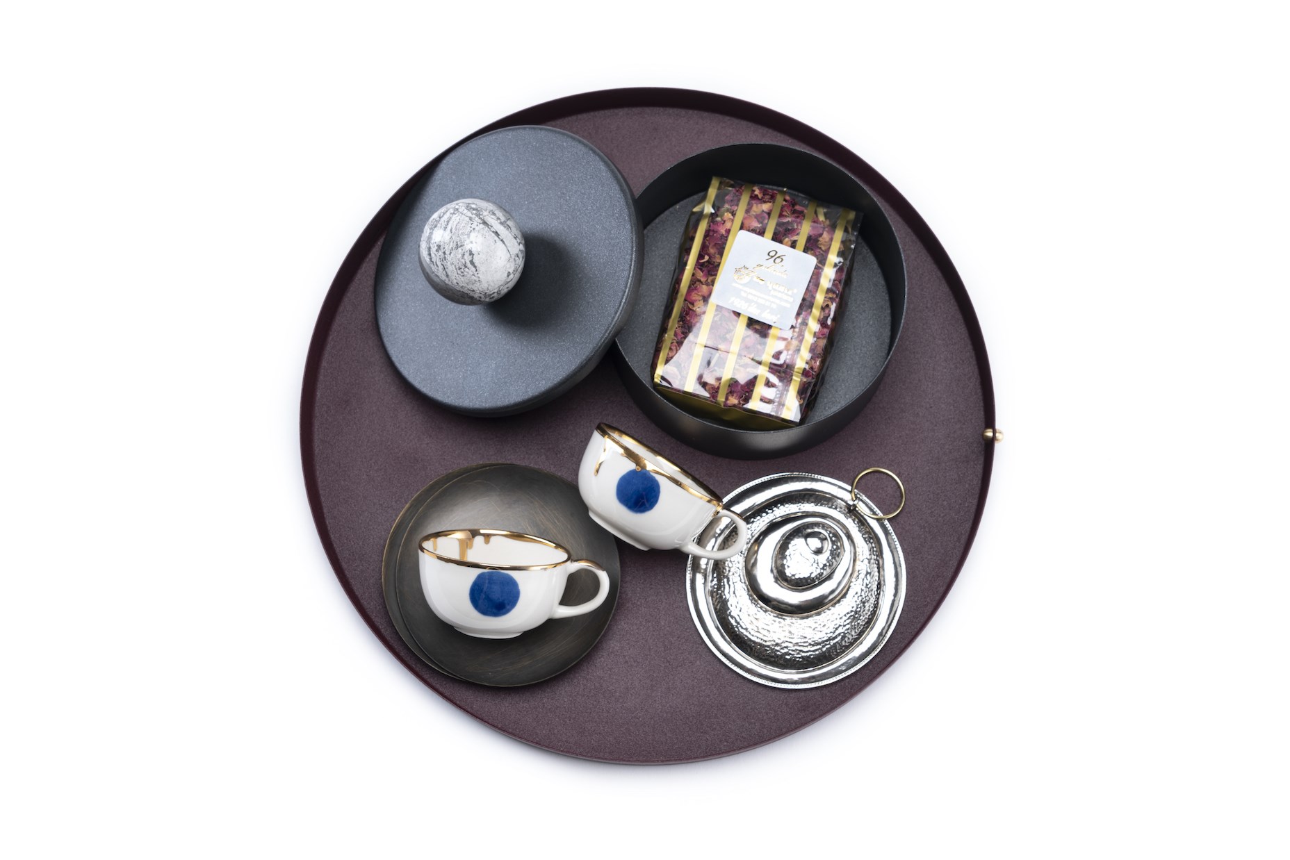 Alder Yuvarlak Bordo Metal Tepsi 37 cm CRD017 