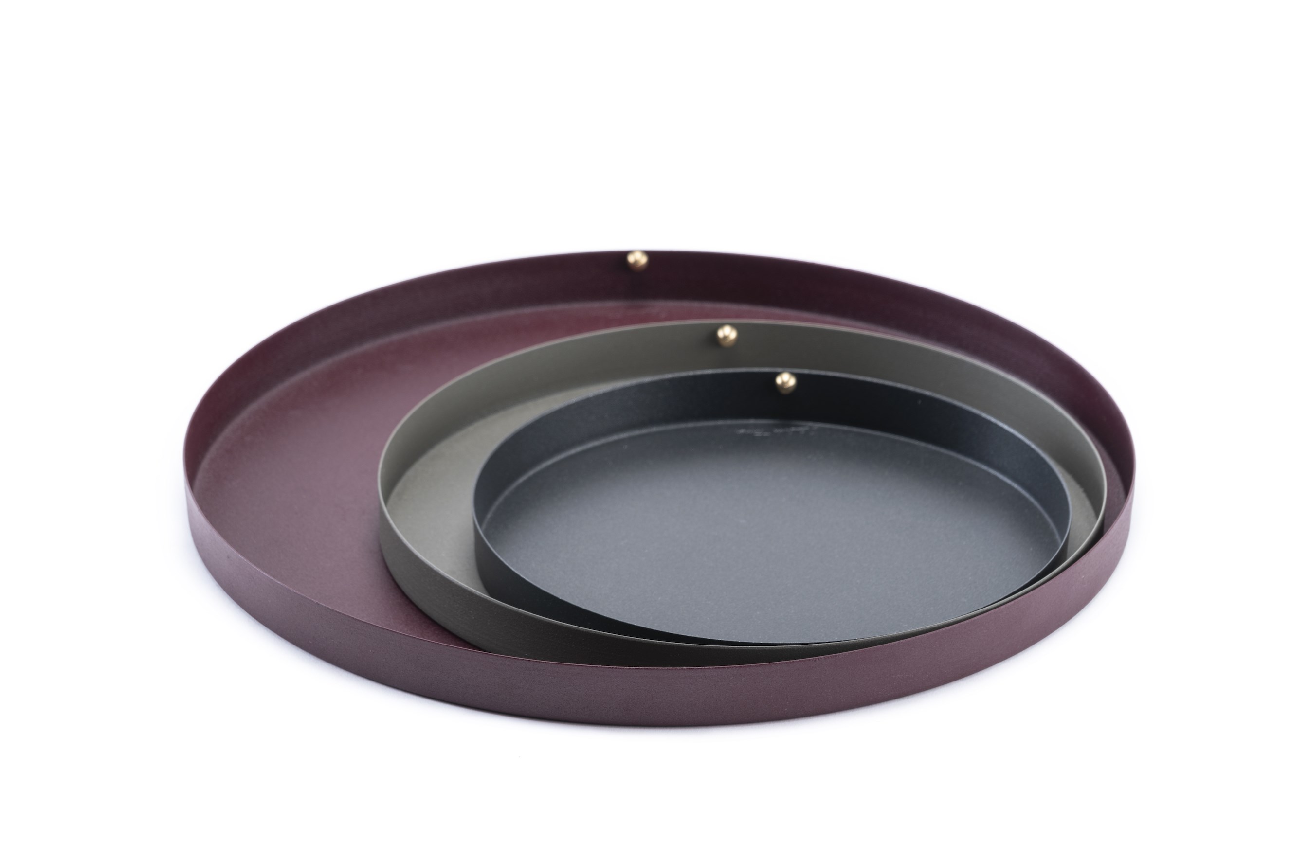 Alder Yuvarlak Bordo Metal Tepsi 37 cm CRD017 