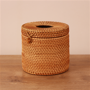 Rattan Decorative Napkin Holder and Storage Box Round 16*15 cm