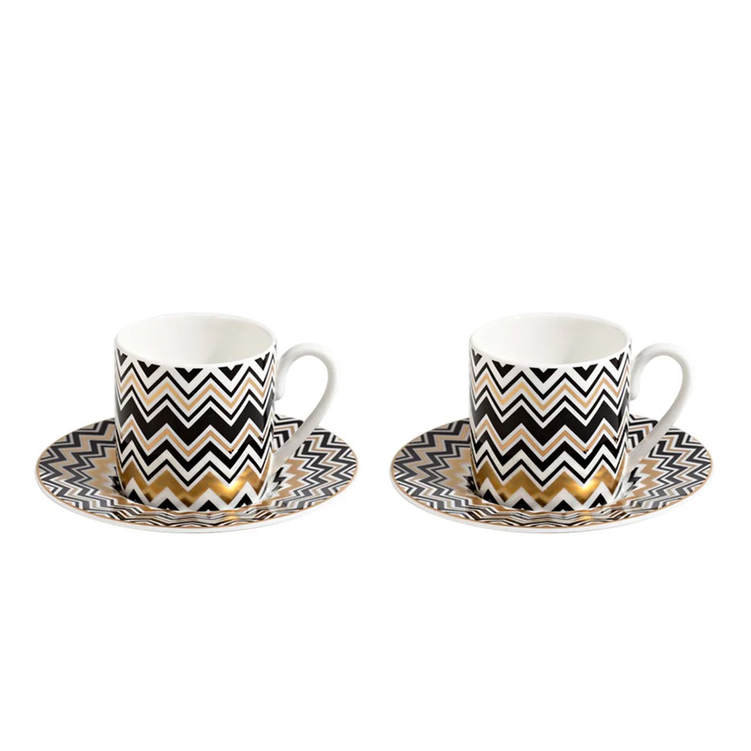 Missoni Zig Zag Jarris 148 - Siyah Gold Türk Kahvesi Fincanı 2'li Set MIS-MHPZZG12S2 
