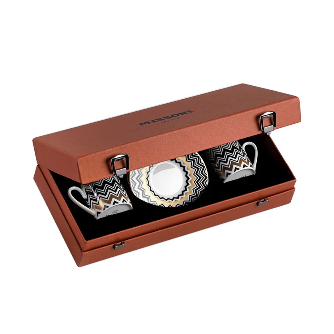 Missoni Zig Zag Jarris 148 - Siyah Gold Türk Kahvesi Fincanı 2'li Set MIS-MHPZZG12S2 