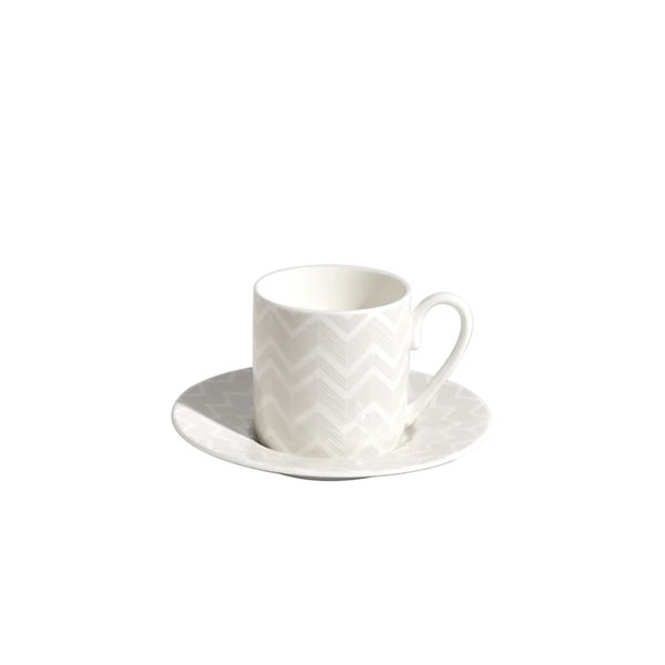 Missoni Zig Zag White - White-Gray Turkish Coffee Cup and Saucer Set 0.10 L MIS-MHPZZW12S2