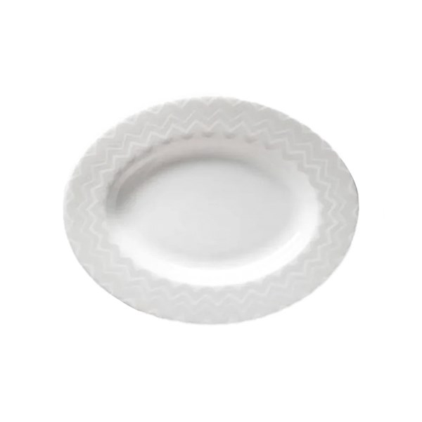 Missoni Zig Zag White - White-Gray Oval Serving Plate 23 cm MIS-MHPZZW08