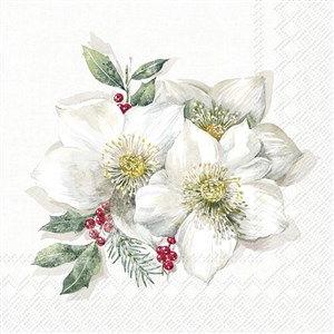 Ihr Paper Napkin Christmas Rose White 33*33 Cm - L1026890 