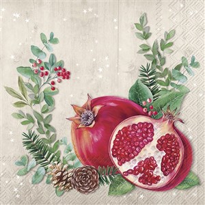 Ihr Kağıt Peçete Pomegranate Wreath Cream 33*33 CM - L1023860