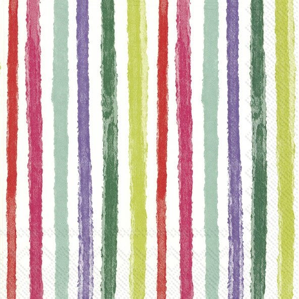 Ihr Paper Napkin Colourful Stripes Red Green 33*33 CM - L 854512