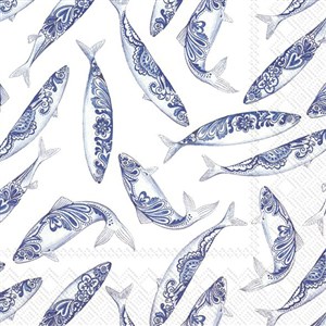 Ihr Paper Napkin Decorative Fish White 33*33 CM - L 897790 