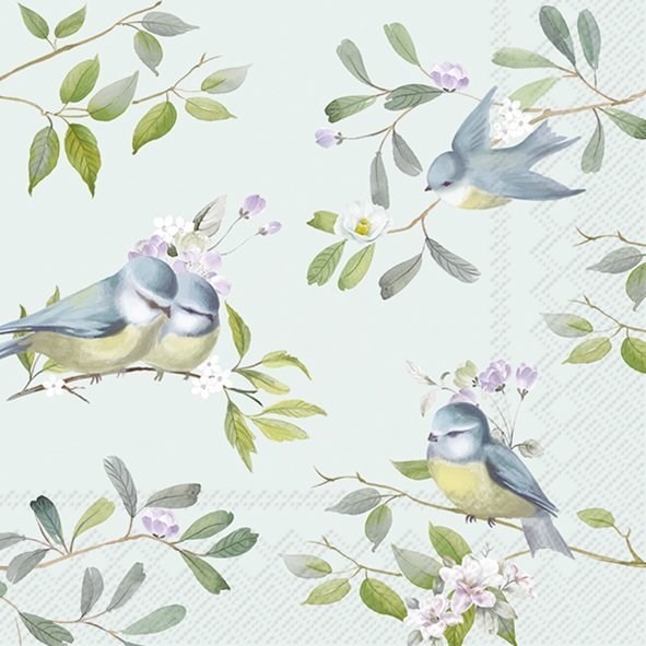 Ihr Paper Napkin Romantic Birds L. Blue 33*33 cm - L1031849