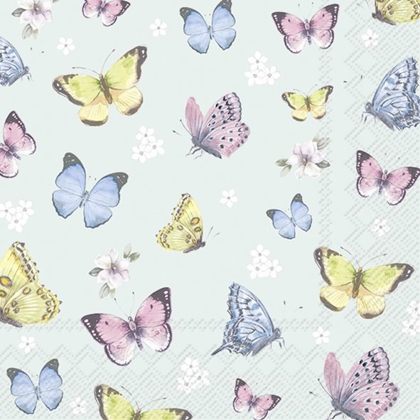 Ihr Paper Napkin Romantic Butterflies L. Blue 33*33 cm - L1031749