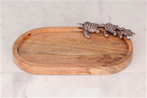 1500 Wooden Oval Tray Turtle 32*21 cm