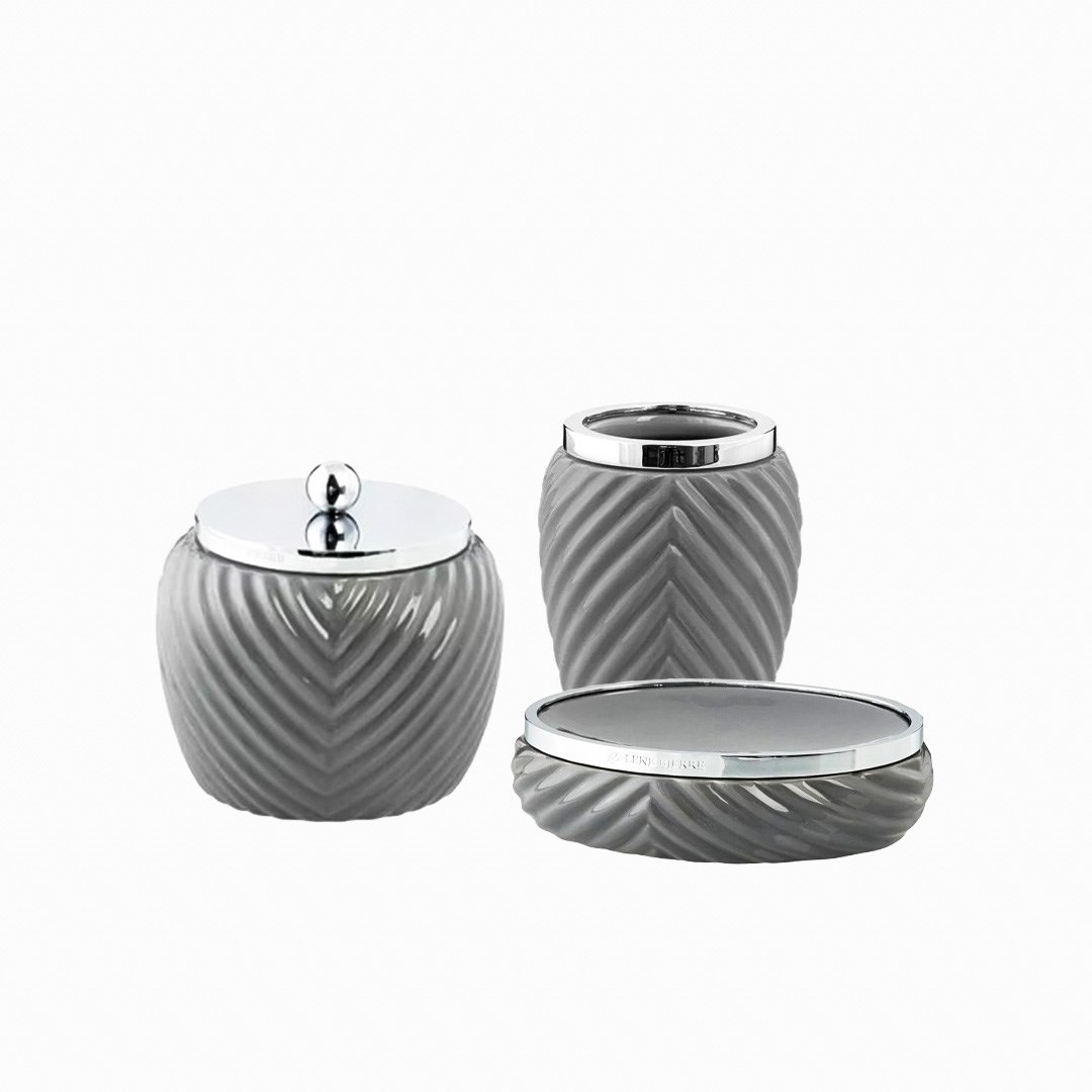 Lene Bjerre Banyo Seti 3'lü Milda Gri-Gümüş