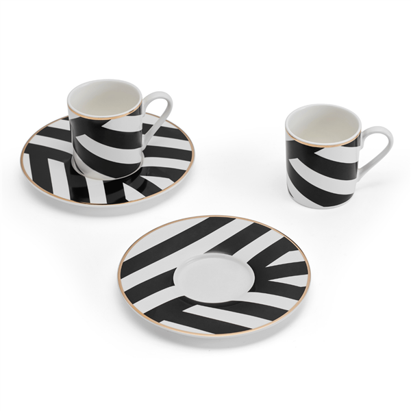 Luxe Deco Fine China Coffee Cup Set 2 pcs 110 ml MKLDGEOESPPK2 