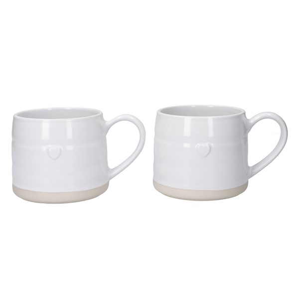 Stoneware Heart Patterned Mug Set of 2 380 ml MKMUGHRTPK2 