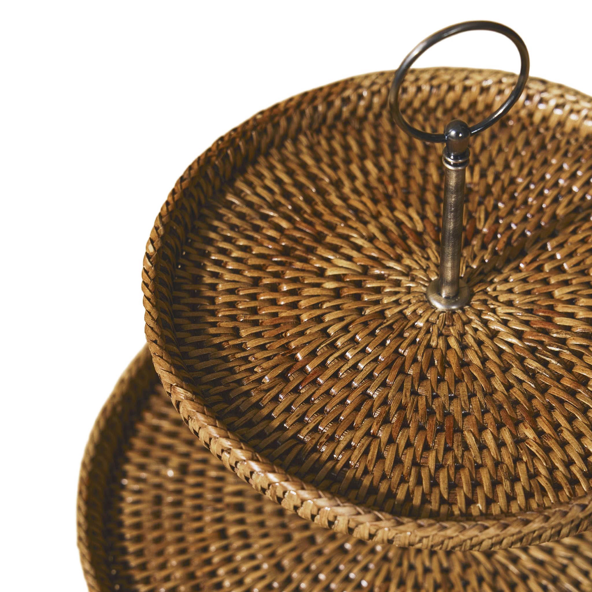 TLDT-L-HB-040 Büyük Çift Katlı Rattan Sunumluk 